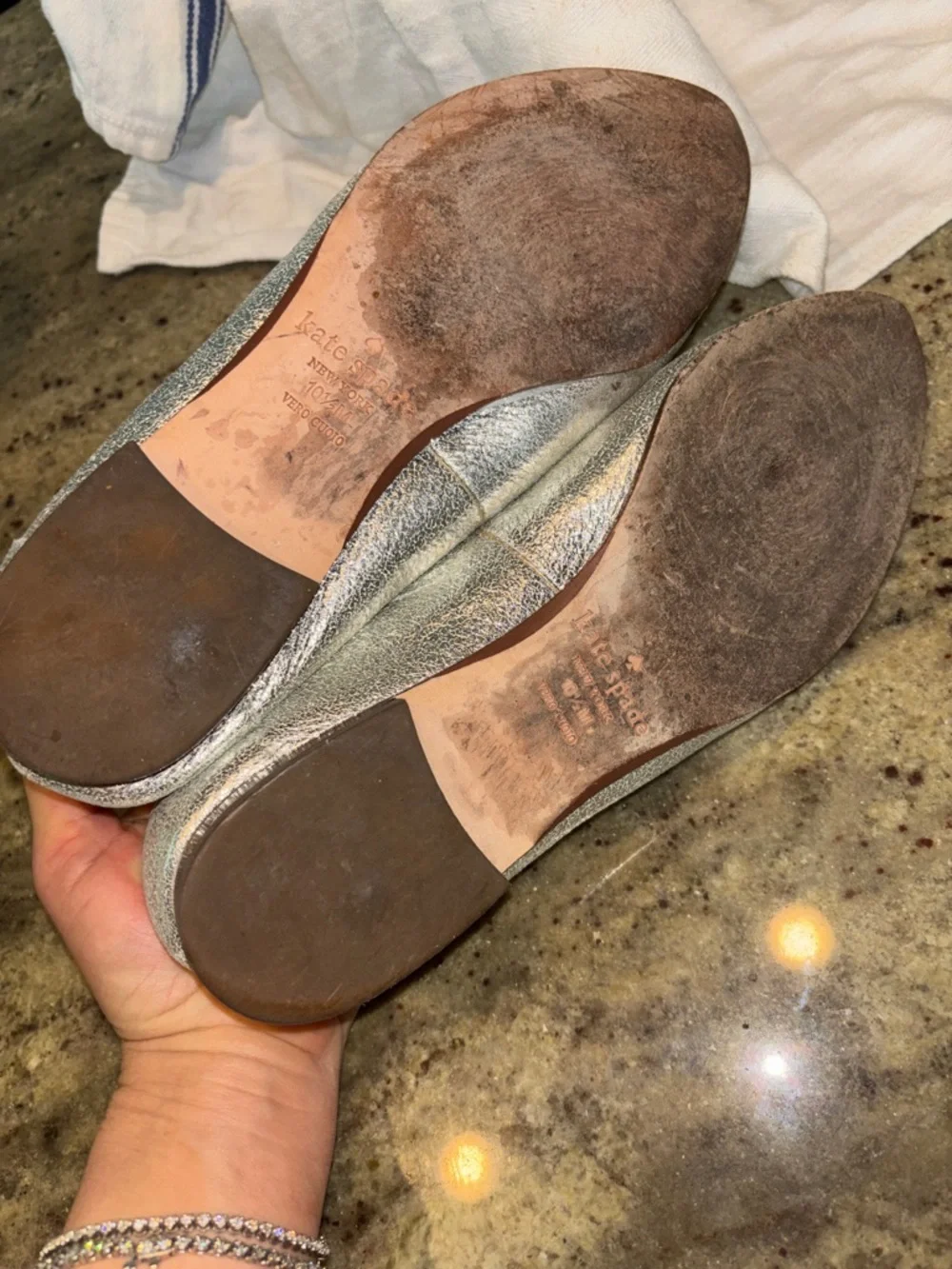 Kate Spade Carima Silver Metallic Loafers Size 10.5